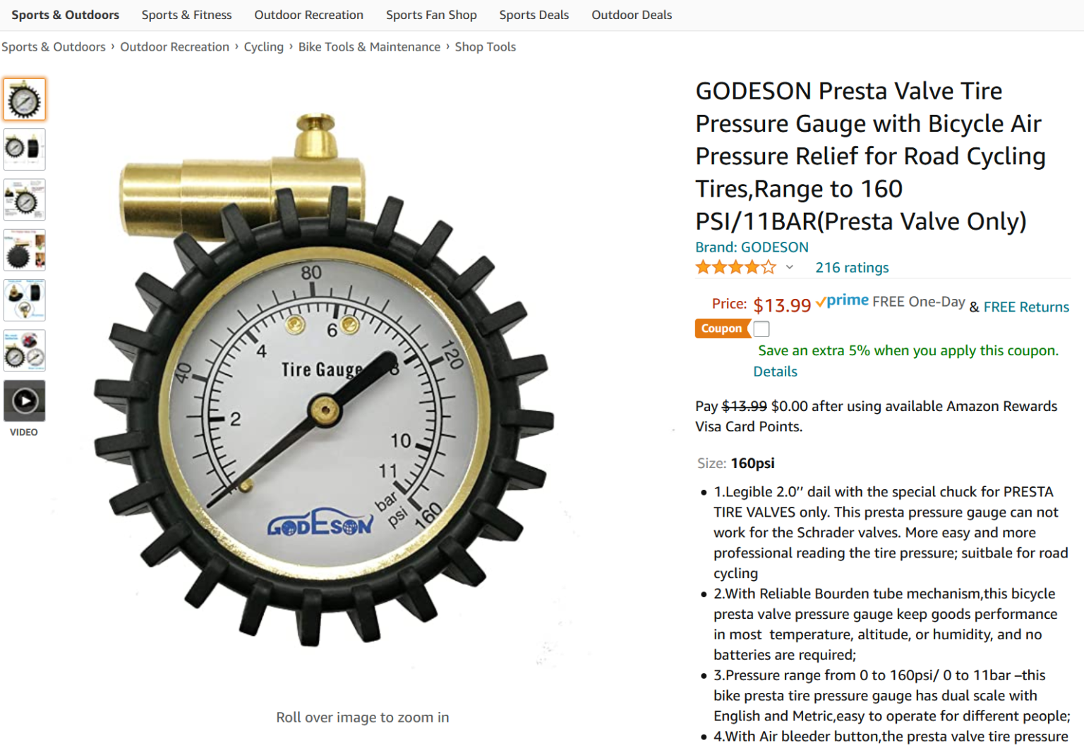 presta valve pressure gauge